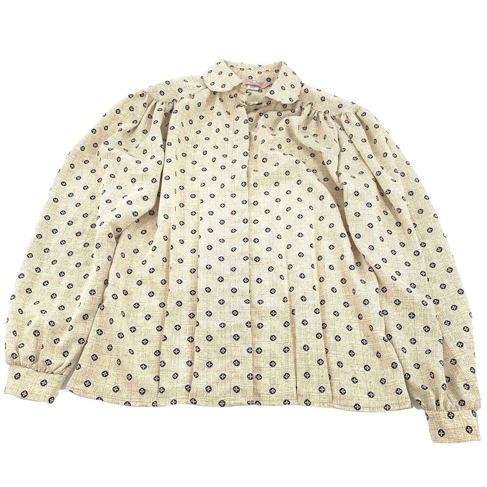 Vintage 1970s Classic Directions Button Down Long Sleeve Collared Blouse 6 Small